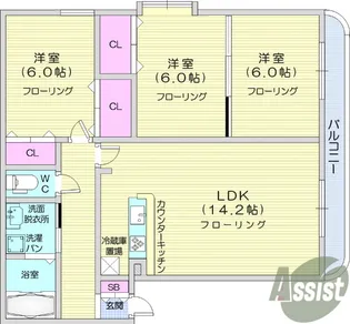 平成レジデンス参番館【2階】の間取り