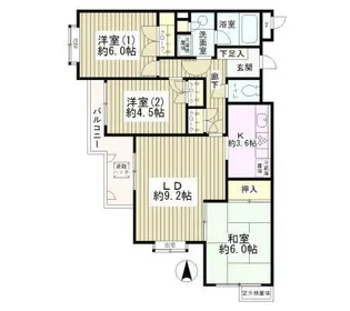 フラット浜田山 A棟【3階】の間取り