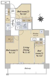 メガシティタワーズTHE EAST【40階】の間取り
