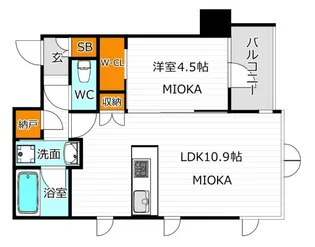 シティカレント天王寺ブロード【5階】の間取り