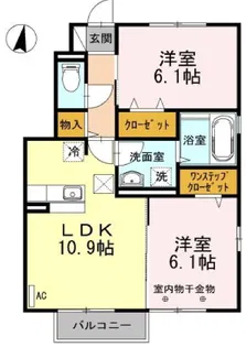 スクエアヒルズB【1階】の間取り