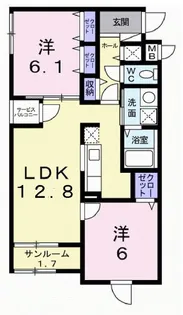 カーサ グリシナ【1階】の間取り