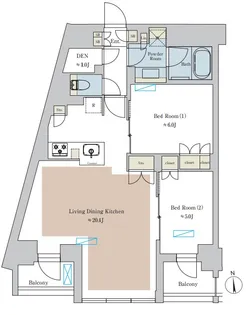 Brillia ist 池尻大橋【3階】の間取り