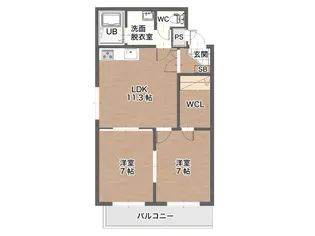 グランペールフォルス【1階】の間取り