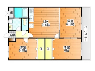 サンウォークII【3階】の間取り