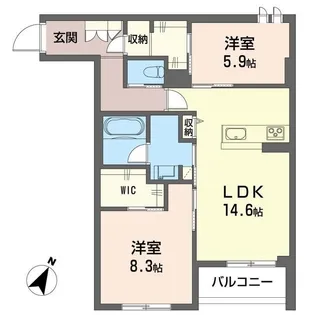 リヴァソーレ【2階】の間取り