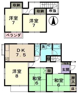 岐阜県多治見市北丘町8【一戸建】の間取り