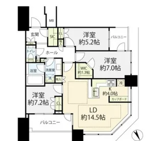 スカイズタワー&ガーデン【7階】の間取り