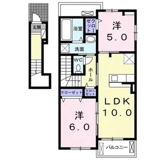 ローズコリーヌC【2階】の間取り