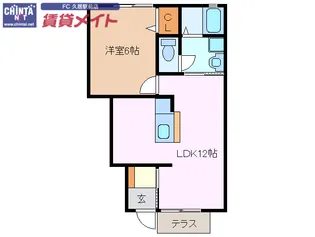 ヴェルデュール B棟【1階】の間取り