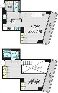 チャスカ茶屋町レジデンス【20階】の間取り