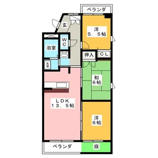 ルネス新岐阜【5階】の間取り