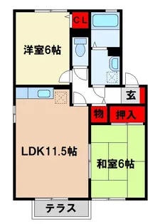 サニーハイツA【1階】の間取り