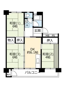 UR下大槻【5階】の間取り