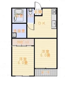 クオーレ弐番館【1階】の間取り