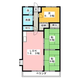 コーポモリタIII【6階】の間取り