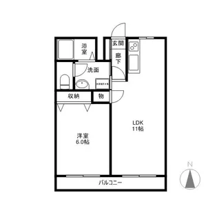 1LDKの間取り画像