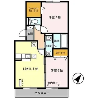 福島県郡山市大槻町字南反田【アパート】の間取り