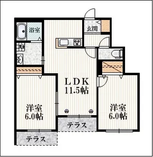 2LDKの間取り画像