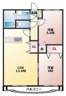 2LDKの間取り画像