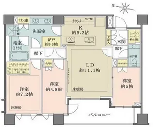 ザ・パークハウス千代田六番町【8階】の間取り