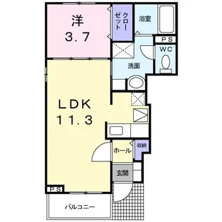 ソレイユ新富士【1階】の間取り