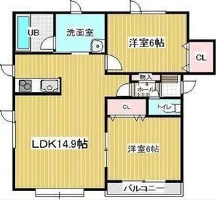 サンフラウアD【2階】の間取り