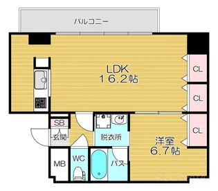 大阪府大阪市中央区瓦屋町1【マンション】の間取り