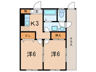 リバーハイツ【1階】の間取り