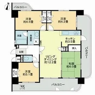 ネオグランデ水前寺グリークタワー【12階】の間取り