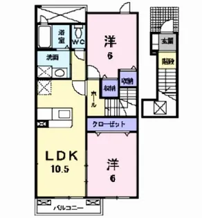 カーサ・ユニゾンIIC【2階】の間取り