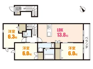 安佐南区長束1丁目ヘーベルメゾン【1階】の間取り