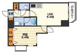 ビエラコート天神橋【8階】の間取り
