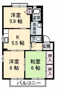 シャーメゾン・レーヴ叶 A棟【2階】の間取り