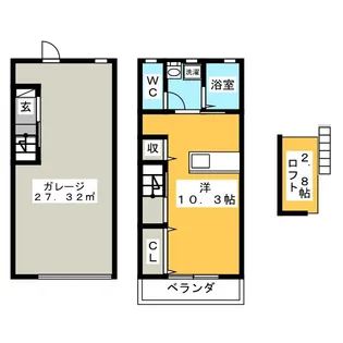 ガレージハウス アンフォルム B棟【2階】の間取り