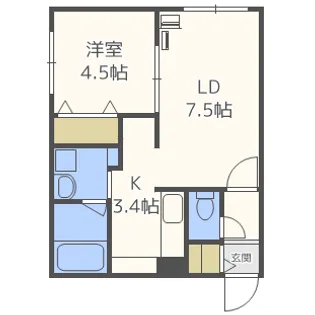 プランドール美園【1階】の間取り
