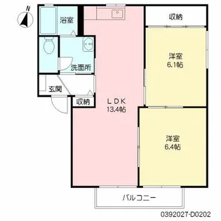 フレグランスサンライズ D棟【2階】の間取り