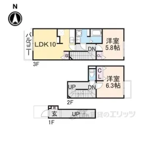 メゾンソレイユ【2階】の間取り
