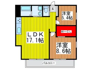 ブル-テラス新都心【2階】の間取り