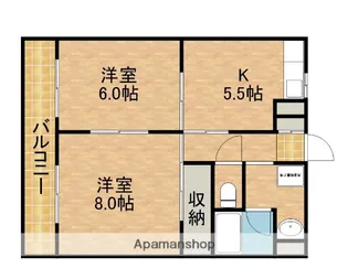 ヴィラ楠の宮III【2階】の間取り