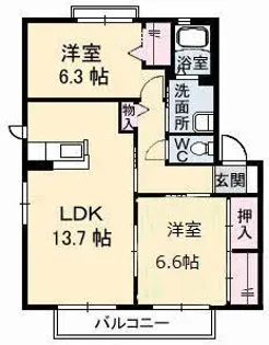グリーンハイツ木太 D【2階】の間取り