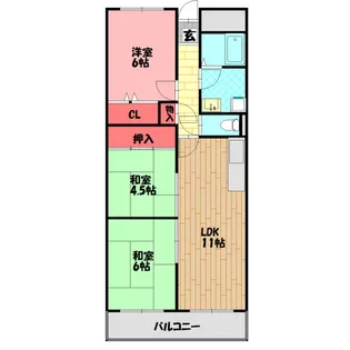 アドラブールウエスト【5階】の間取り