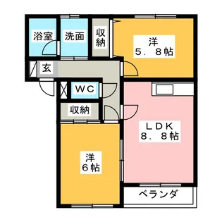 アーバンコテージB【1階】の間取り