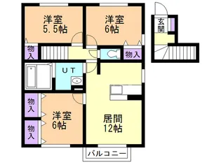 リビングタウン浜田A【2階】の間取り