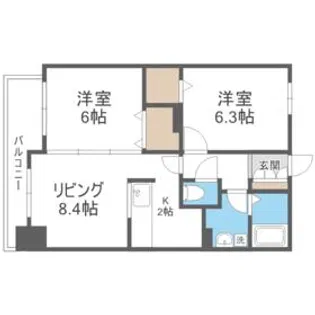 グレイスコート北18条【6階】の間取り