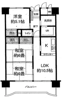 パークハイツ本町【3階】の間取り
