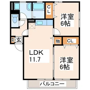 ローズハイム馬渡【1階】の間取り
