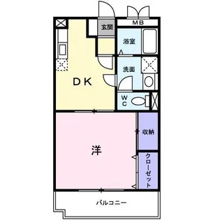 1DKの間取り画像