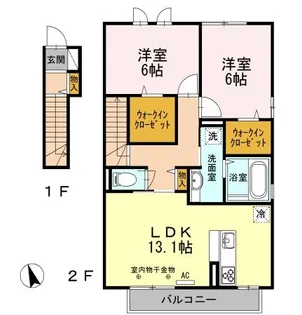 高知県香南市野市町大谷【アパート】の間取り
