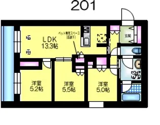 メゾンクレール谷在家【2階】の間取り